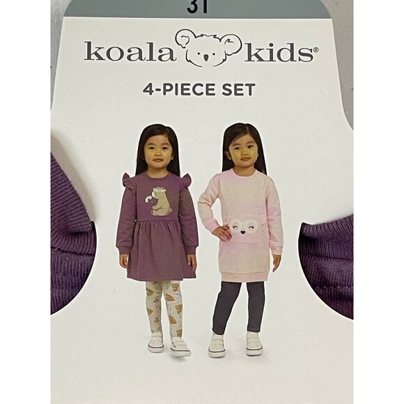 Koala Kids 4-Piece Girls 3T Set: Dress Purple, Leggings, Pink Tunic NWT - Picture 9 of 13